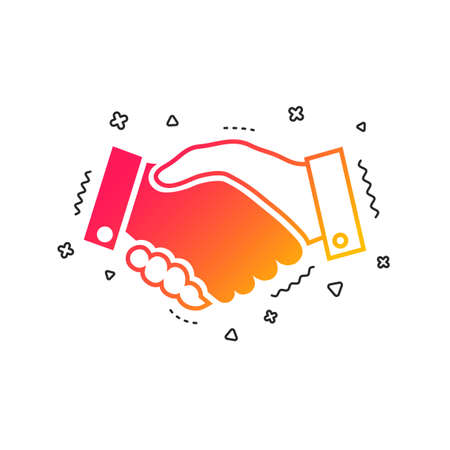 Handshake sign icon. Successful business symbol. Colorful geometric shapes. Gradient handshake icon design.  Vectorのイラスト素材