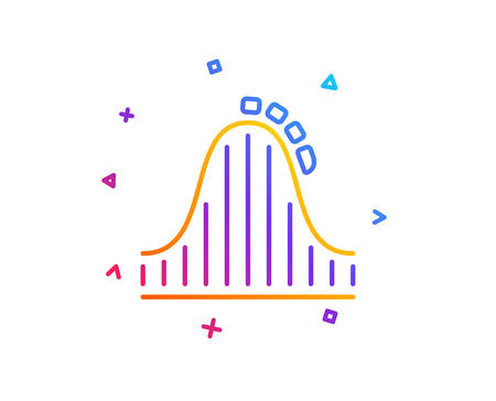 Roller coaster line icon. Amusement park sign. Carousels symbol. Gradient line button. Roller coaster icon design. Colorful geometric shapes. Vectorのイラスト素材