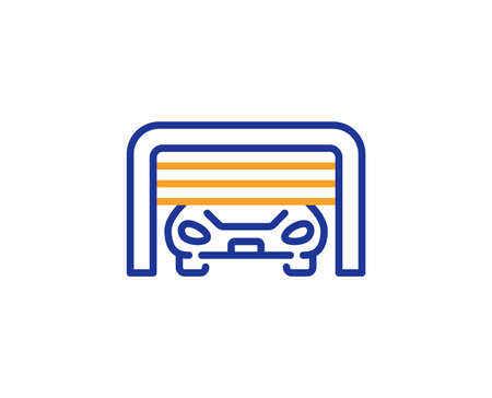 Parking garage line icon. Auto park sign. Car place symbol. Colorful outline concept. Blue and orange thin line color icon. Parking garage Vectorの写真素材