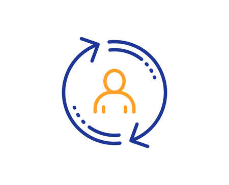 Refresh user info line icon. Update profile sign. Colorful outline concept. Blue and orange thin line color User info icon. Vectorのイラスト素材