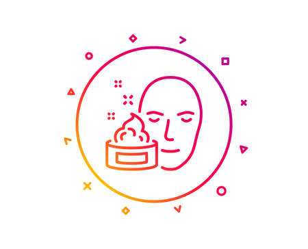 Face cream line icon. Skin care lotion sign. Cosmetics symbol. Gradient pattern line button. Face cream icon design. Geometric shapes. Vectorのイラスト素材