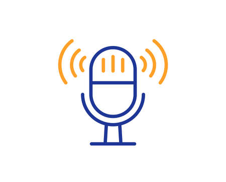 Microphone line icon. Music mic sign. Musical device symbol. Colorful outline concept. Blue and orange thin line color icon. Microphone Vectorのイラスト素材
