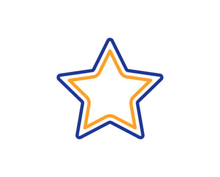 Star line icon. Best rank sign. Bookmark or Favorite symbol. Colorful outline concept. Blue and orange thin line color icon. Star Vectorのイラスト素材