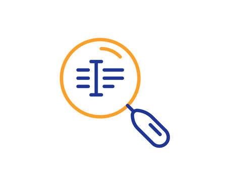 Search text line icon. Find word sign. Colorful outline concept. Blue and orange thin line color Search text icon. Vectorのイラスト素材