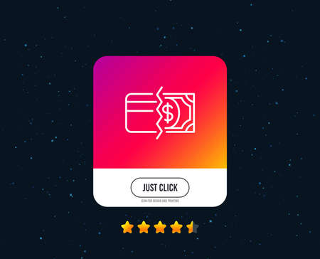 Credit card or cash line icon. Payment methods sign. Web or internet line icon design. Rating stars. Just click button. Vectorのイラスト素材
