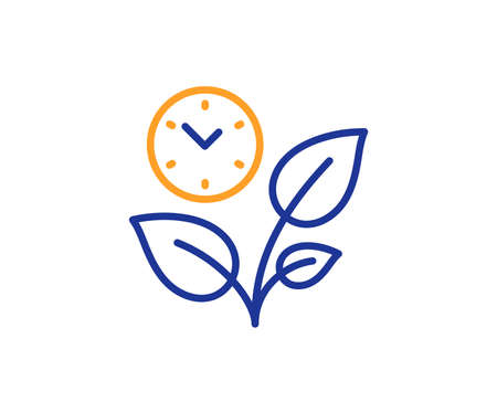 Leaves line icon. Grow plant leaf sign. Environmental care symbol. Colorful outline concept. Blue and orange thin line color Leaves icon. Vectorのイラスト素材