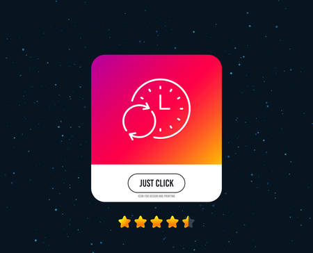 Time line icon. Update clock or Deadline symbol. Time management sign. Web or internet line icon design. Rating stars. Just click button. Vectorのイラスト素材
