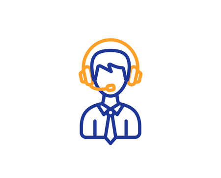 Shipping support line icon. Delivery manager sign. Logistics help symbol. Colorful outline concept. Blue and orange thin line color icon. Shipping support Vectorのイラスト素材