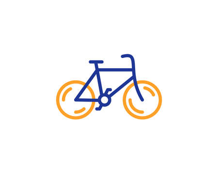 Bicycle transport line icon. Bike public transportation sign. Driving symbol. Colorful outline concept. Blue and orange thin line color icon. Bicycle Vectorのイラスト素材