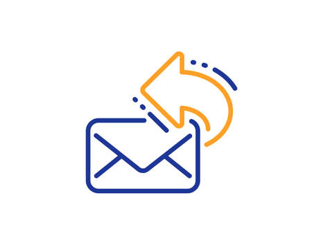 Share mail line icon. New newsletter sign. Phone E-mail symbol. Colorful outline concept. Blue and orange thin line color Share mail icon. Vectorのイラスト素材
