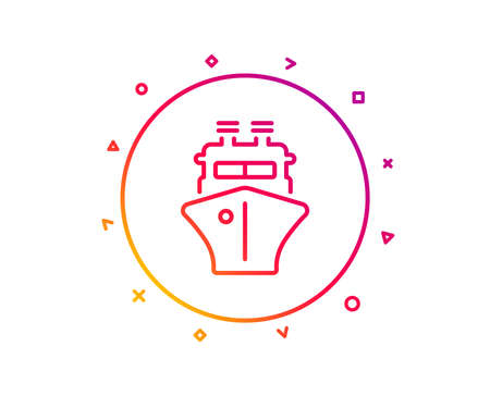 Ship line icon. Watercraft transport sign. Shipping symbol. Gradient pattern line button. Ship icon design. Geometric shapes. Vectorのイラスト素材