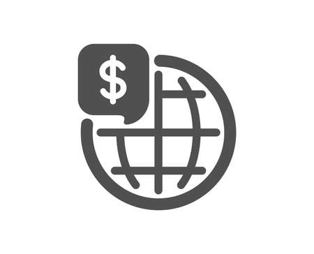 World money icon. Global markets sign. Internet payments symbol. Quality design element. Classic style icon. Vectorのイラスト素材