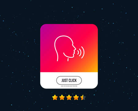 Human sing line icon. Talk sign. Person speak symbol. Web or internet line icon design. Rating stars. Just click button. Vectorのイラスト素材