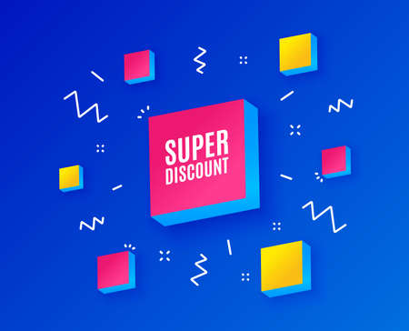 Super discount symbol. Sale sign. Advertising Discounts symbol. Isometric cubes with geometric shapes. Creative shopping banners. Template for design. Vectorのイラスト素材