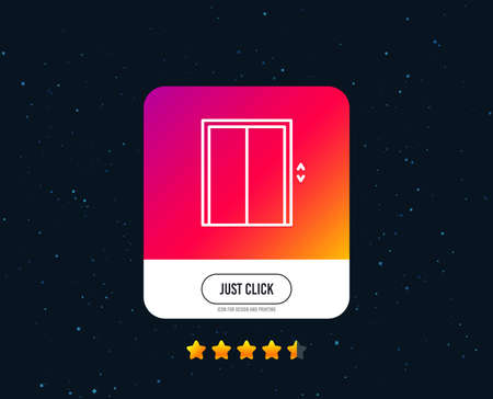 Lift line icon. Elevator sign. Transportation between floors symbol. Web or internet line icon design. Rating stars. Just click button. Vectorのイラスト素材