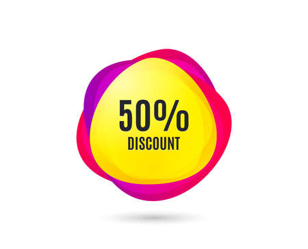 50% Discount. Sale offer price sign. Special offer symbol. Gradient sale tag. Abstract shopping banner. Template for design. Vectorのイラスト素材