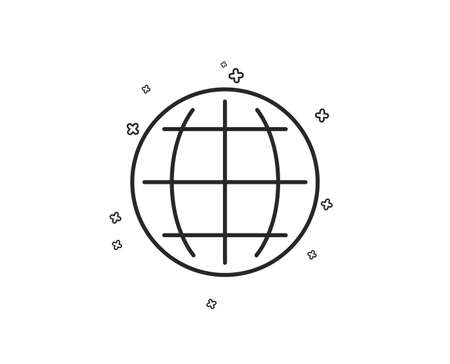 Globe line icon. World or Earth sign. Global Internet symbol. Geometric shapes. Random cross elements. Linear Globe icon design. Vectorのイラスト素材