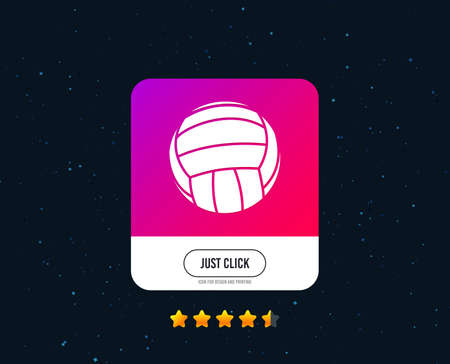 Volleyball sign icon. Beach sport symbol. Web or internet icon design. Rating stars. Just click button. Vectorのイラスト素材