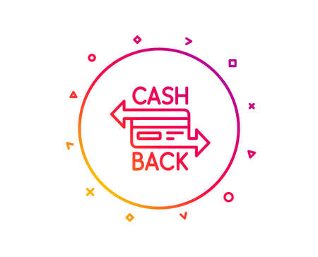 Credit card line icon. Banking Payment card sign. Cashback service symbol. Gradient pattern line button. Cashback card icon design. Geometric shapes. Vectorのイラスト素材