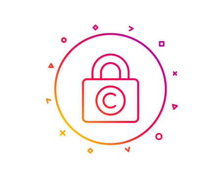 Copyright locker line icon. Copywriting sign. Private Information symbol. Gradient pattern line button. Copyright locker icon design. Geometric shapes. Vectorのイラスト素材