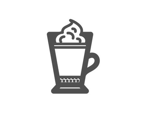 Latte coffee with Whipped cream icon. Hot drink sign. Beverage symbol. Quality design element. Classic style icon. Vectorのイラスト素材