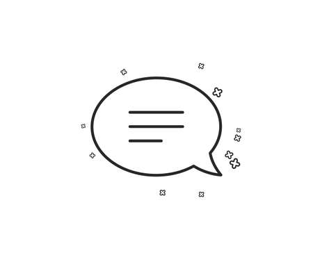 Chat line icon. Speech bubble sign. Communication or Comment symbol. Geometric shapes. Random cross elements. Linear Chat icon design. Vectorのイラスト素材
