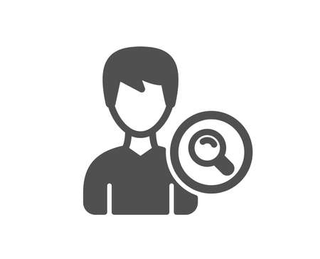 Search User icon. Profile Avatar with Magnifying glass sign. Male Person silhouette symbol. Quality design element. Classic style icon. Vectorのイラスト素材