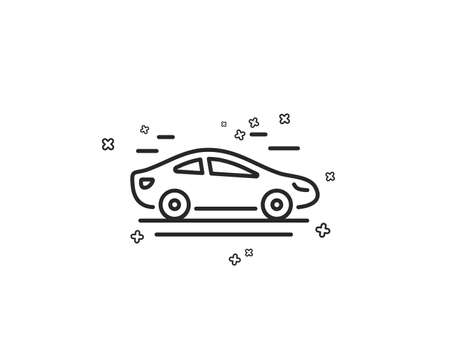 Car transport line icon. Transportation vehicle sign. Driving symbol. Geometric shapes. Random cross elements. Linear Car icon design. Vectorのイラスト素材