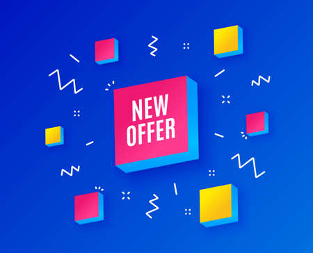 New offer. Special price sign. Advertising Discounts symbol. Isometric cubes with geometric shapes. Creative shopping banners. Template for design. Vectorのイラスト素材