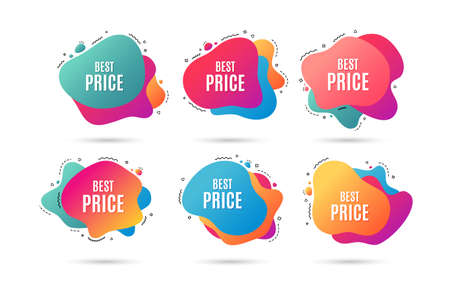 Best Price. Special offer Sale sign. Advertising Discounts symbol. Abstract dynamic shapes with icons. Gradient banners. Liquid abstract shapes. Best price vectorのイラスト素材