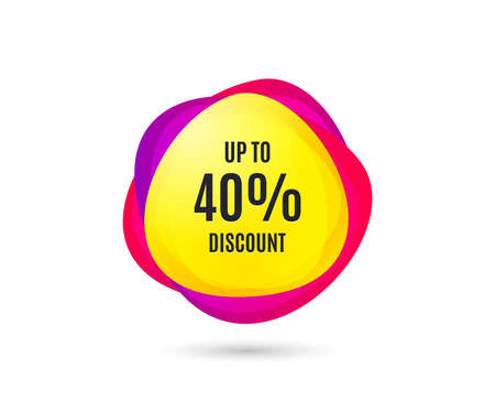 Up to 40% Discount. Sale offer price sign. Special offer symbol. Save 40 percentages. Gradient sales tag. Abstract shopping banner. Template for design. Vectorのイラスト素材