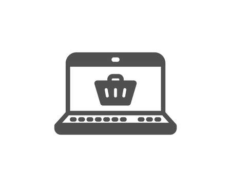 Online Shopping cart icon. Laptop sign. Supermarket basket symbol. Quality design element. Classic style icon. Vectorのイラスト素材