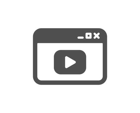 Browser Window icon. Video content sign. Internet page symbol. Quality design element. Classic style icon. Vectorのイラスト素材