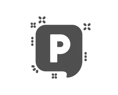 Parking icon. Car park speech bubble sign. Transport place symbol. Quality design element. Classic style icon. Vectorのイラスト素材