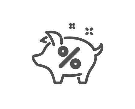 Loan percent icon. Piggy bank sign. Credit percentage symbol. Quality design element. Classic style icon. Vectorのイラスト素材