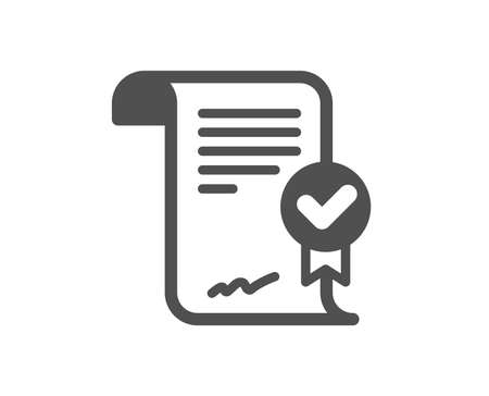 Approved agreement icon. Verified document sign. Accepted or confirmed symbol. Quality design element. Classic style icon. Vectorのイラスト素材