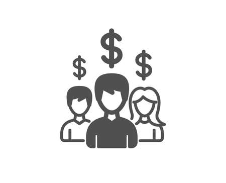 Business networking icon. Group of people with Dollar signs. Quality design element. Classic style icon. Vectorのイラスト素材