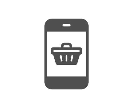 Mobile Shopping cart icon. Smartphone Online buying sign. Supermarket basket symbol. Quality design element. Classic style icon. Vectorのイラスト素材