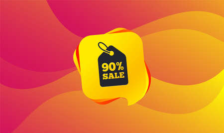 90% sale price tag sign icon. Discount symbol. Special offer label. Wave background. Abstract shopping banner. Template for design. Vectorのイラスト素材