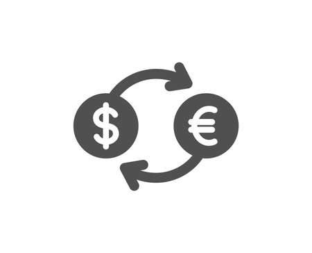 Money exchange icon. Banking currency sign. Euro and Dollar Cash transfer symbol. Quality design element. Classic style icon. Vectorのイラスト素材