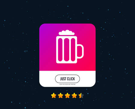 Glass of beer sign icon. Alcohol drink symbol. Web or internet icon design. Rating stars. Just click button. Vectorのイラスト素材