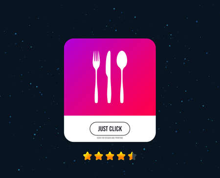Fork, knife, tablespoon sign icon. Cutlery collection set symbol. Web or internet icon design. Rating stars. Just click button. Vectorのイラスト素材