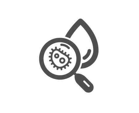 Water analysis icon. Dirty aqua drop sign. Search bacteria. Quality design element. Classic style icon. Vectorのイラスト素材