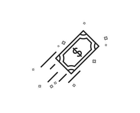 Fast payment line icon. Dollar exchange sign. Finance symbol. Geometric shapes. Random cross elements. Linear Fast payment icon design. Vectorのイラスト素材