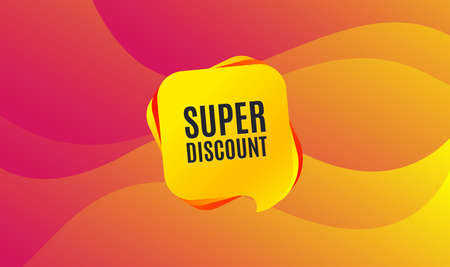 Super discount symbol. Sale sign. Advertising Discounts symbol. Wave background. Abstract shopping banner. Template for design. Vectorのイラスト素材