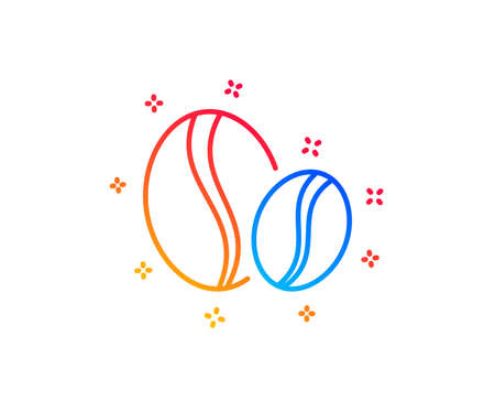 Coffee beans line icon. Hot drink sign. Whole bean beverage symbol. Gradient design elements. Linear coffee beans icon. Random shapes. Vectorのイラスト素材