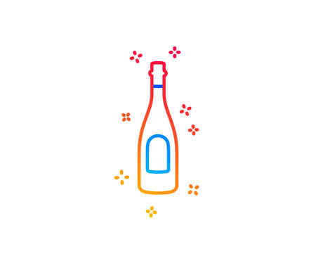 Champagne bottle line icon. Anniversary alcohol sign. Celebration event drink. Gradient design elements. Linear champagne icon. Random shapes. Vectorのイラスト素材