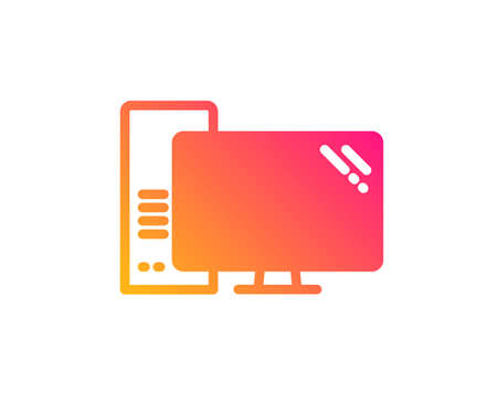 Computer icon. PC component sign. Monitor with case symbol. Classic flat style. Gradient computer icon. Vectorのイラスト素材