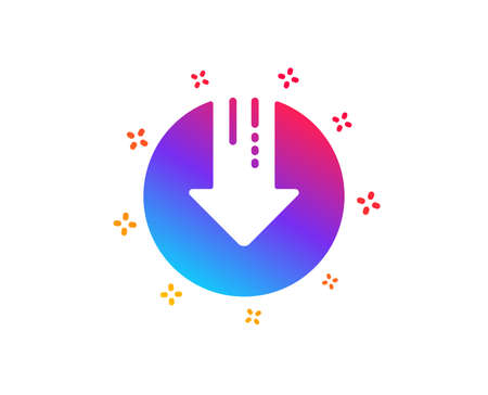 Download icon. Down arrow sign. Discount symbol. Dynamic shapes. Gradient design download arrow icon. Classic style. Vectorのイラスト素材