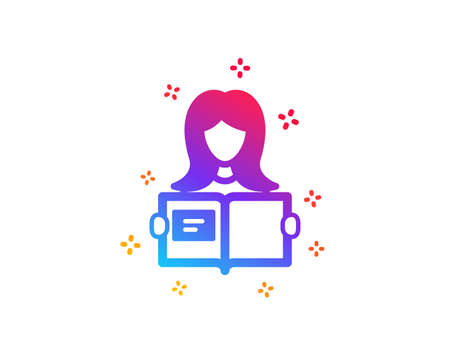 Woman read a Book icon. Education symbol. Instruction or E-learning sign. Dynamic shapes. Gradient design woman read icon. Classic style. Vectorのイラスト素材